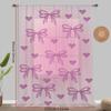 1PCS Pink Butterfly Bow Love Printed Cotton Curtain Sweet Girl Style   Bedroom Living Room   Curtains