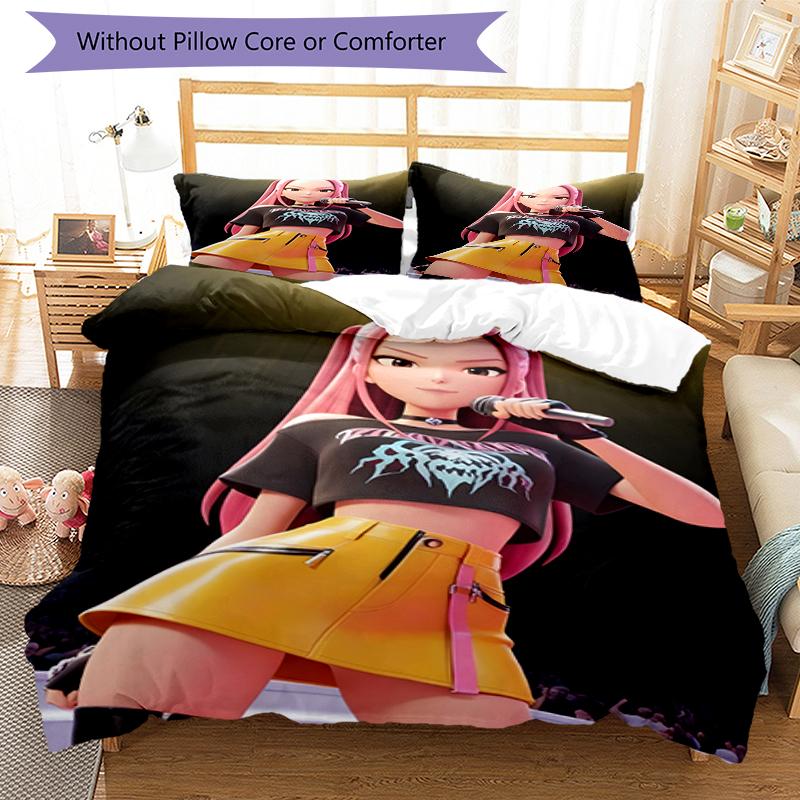 3pcs KPop Demon Hunters MIRA2 Design Cover Set - HD Printed Bedding with 1 Cover and 2 Pillowcases - Perfect for Home and Dorm Decor