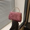 Stylish Sequined Handheld Small Square Bag 2024 Trendy Chain Shoulder Bag For Casual Use