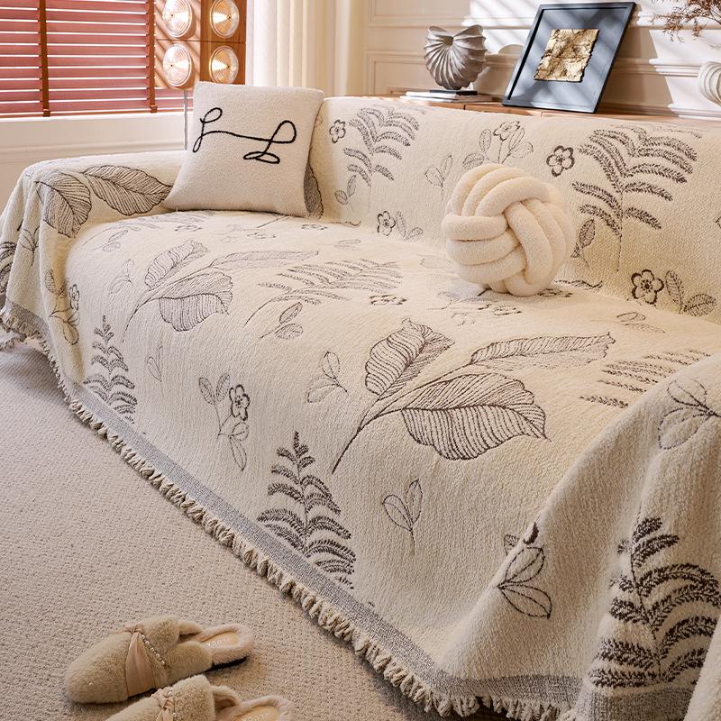 Husă de canapea de iarnă din chenilă de înaltă calitate - stil retro francez luxos și luxos