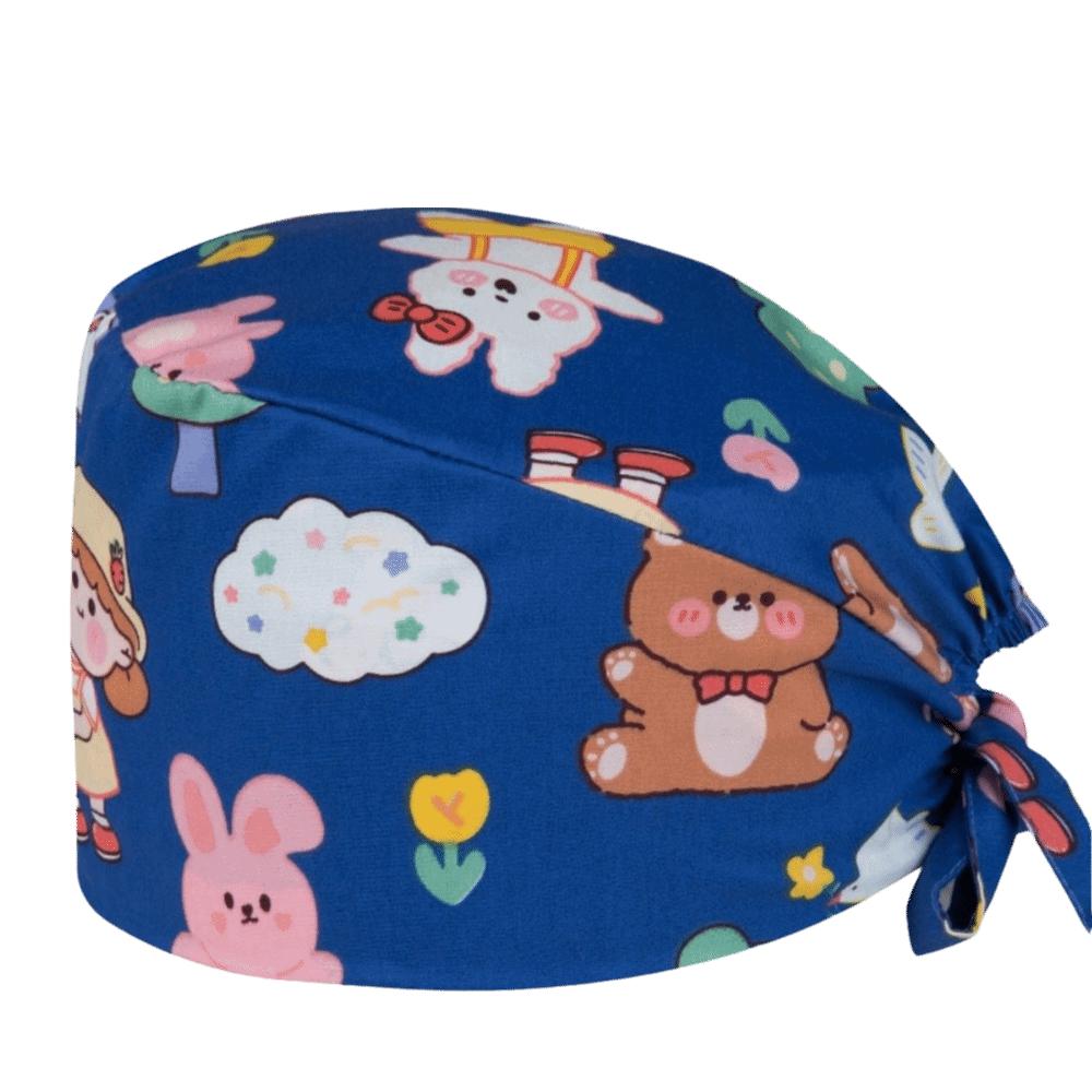 Unisex Cartoon Printing Scrub Cap Adjustable Buckle Print Design Lab Scrub Hat Breathable Soft Pure Healthcare Hats Pet Hospital