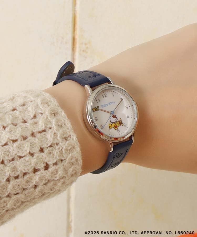 Bleu Bleuet Hello Kitty Ribbon Embossed Watch (Navy)