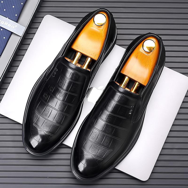 

Leather Shoes for Men 2025 Spring New Business Formal Men s Casual British Groom Wedding Shoes 44 чёрный