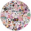 200 Pieces of Pink Sticker Decorative Phone Water Bottles for Female Feminist Groups with Waterproof Cartoon Designs