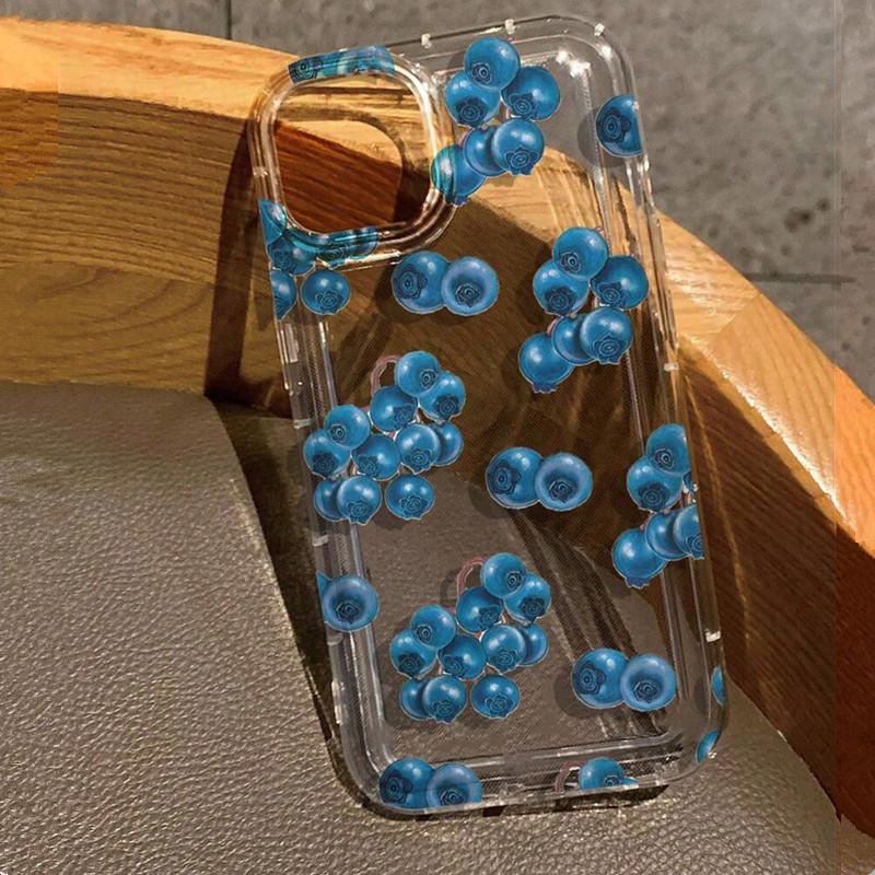 Summer Fruit Blue Berry Cherry Print Phone Case for IPhone 16 15 14 13 11 12 Mini Pro Max 16e X XS XR 7 8 Plus SE2 Clear Cover
