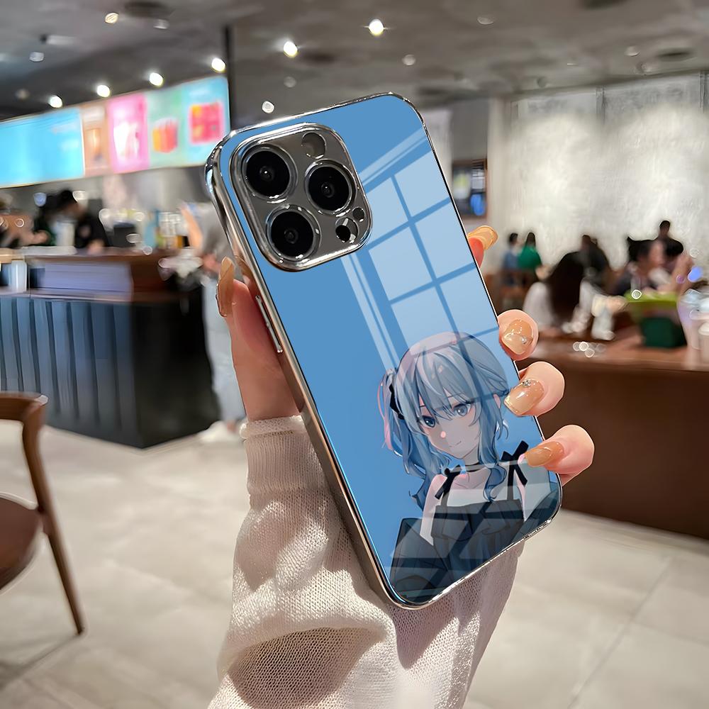 H-Hoshimachi Suisei Phone Case For IPhone 17 Pro Max 15 Pro 16 14 Plus 12 13 Mini 11 Pro Shockproof Electroplated Glass Cover