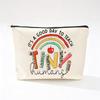 Teacher's Day Inspirational Slogan Makeup Bag - Portable Imitation Linen Zipper Pouch