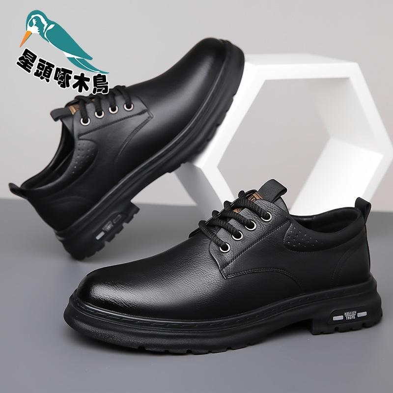 2025 new men's leather shoes spring British casual derby shoes men's formal knot leather shoes