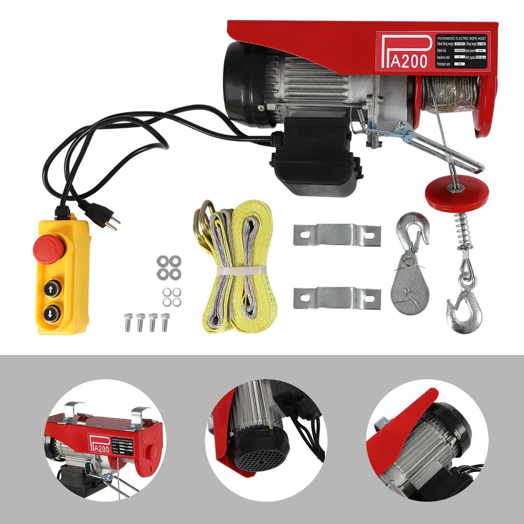 Electric Hoist, 440lbs Electric Winch, Electric Lift, 110V Electric Hoist with Remote Control & Single/Double Slings for Lifting