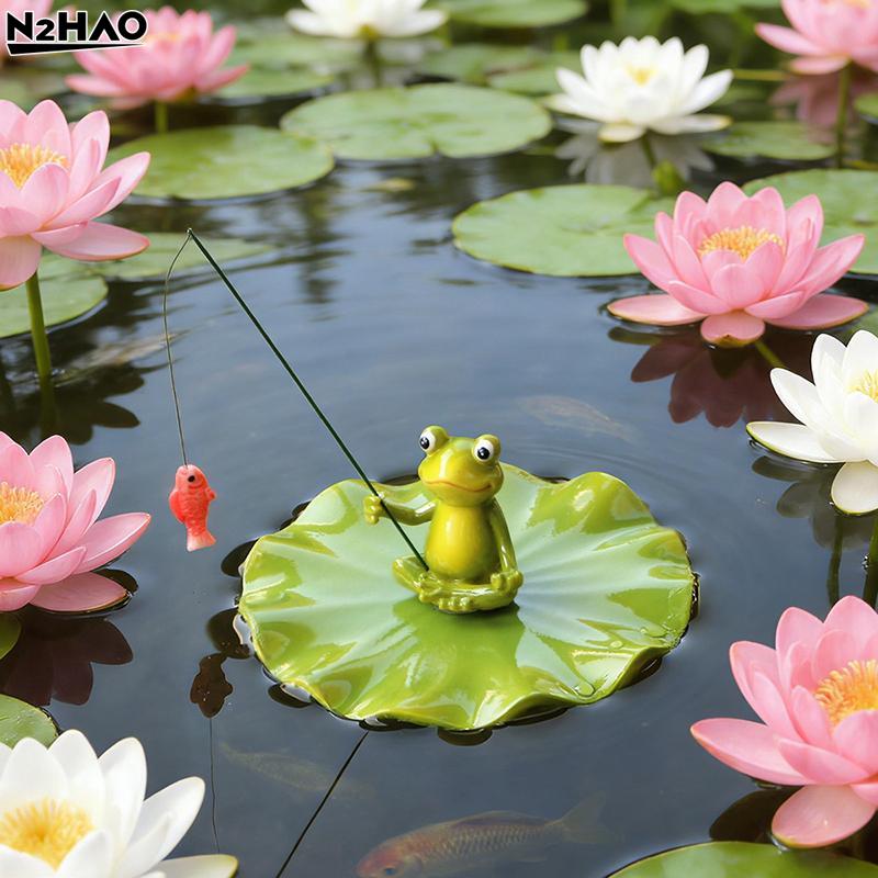 Frog Statue Outdoor Frog Statue Garden Koi Pond Resin DecorationFrog Decor For Yard Fishing Statue Patio, Lawn Garden Decorative