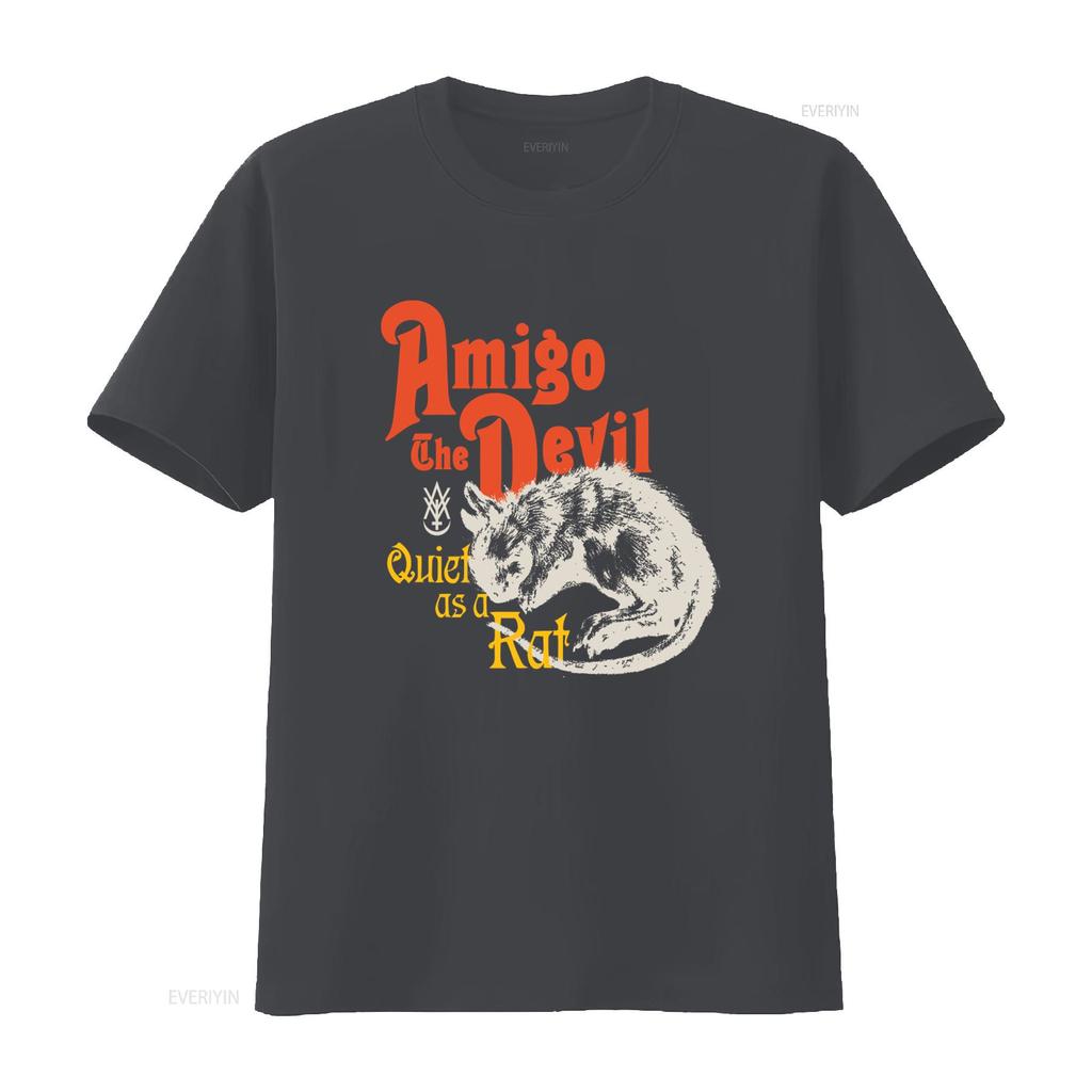 Amigo The Devil Quiet As A Rat T Shirt Black Metal Band vintage Washed designer clothes Unisex Soft Stylish fashion Stretched