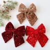 Christmas Butterfly Ribbon Ornament With Sequins For Holiday Decor