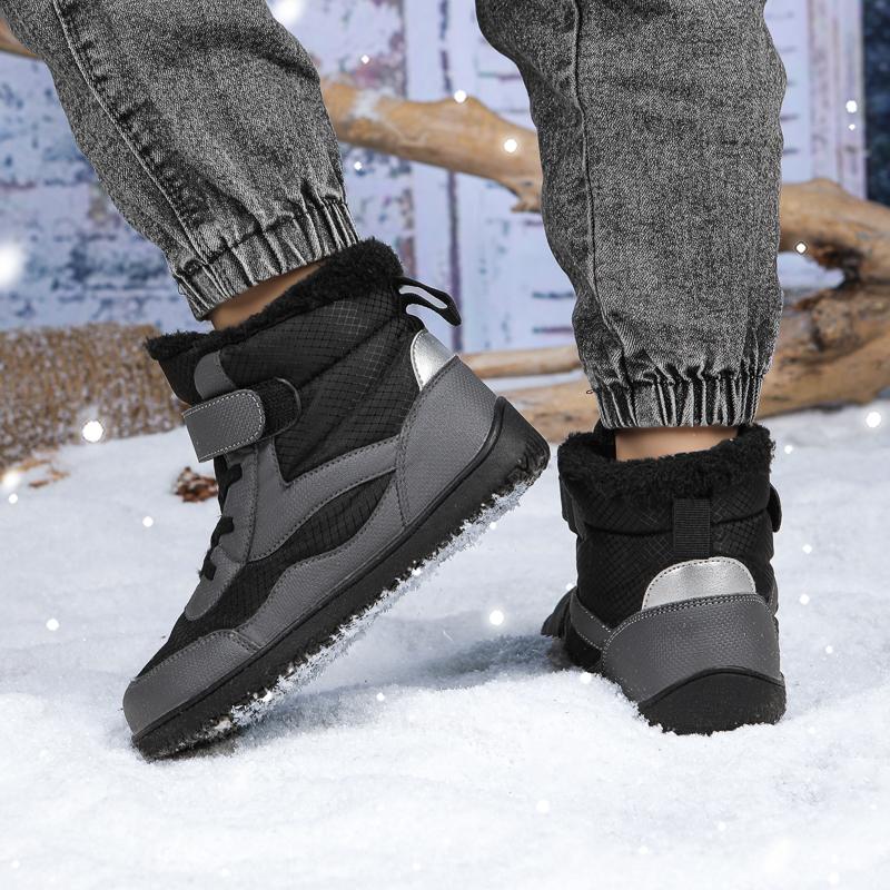 High-top Kids Cotton Shoes Plush Warm Snow Boots Boys Girls Winter Outdoor Hiking Sneakers Waterproof Non-slip