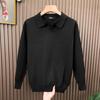 Men's Fine Knit Lapel Polo Sweater: Cozy, Skin-Friendly, Long Sleeve, Trendy, Loose Fit, High-End Feel.