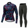 Mens Long Sleeve Cycling Jersey Set Breathable Quick Dry Bike Riding Sportswear