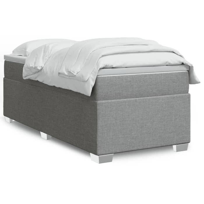 VidaXL Slat Bed Base with Mattress Light Grey 80x200 Cm Fabric, Bed, Platform Bed, Panel Bed, Furniture of 3285088