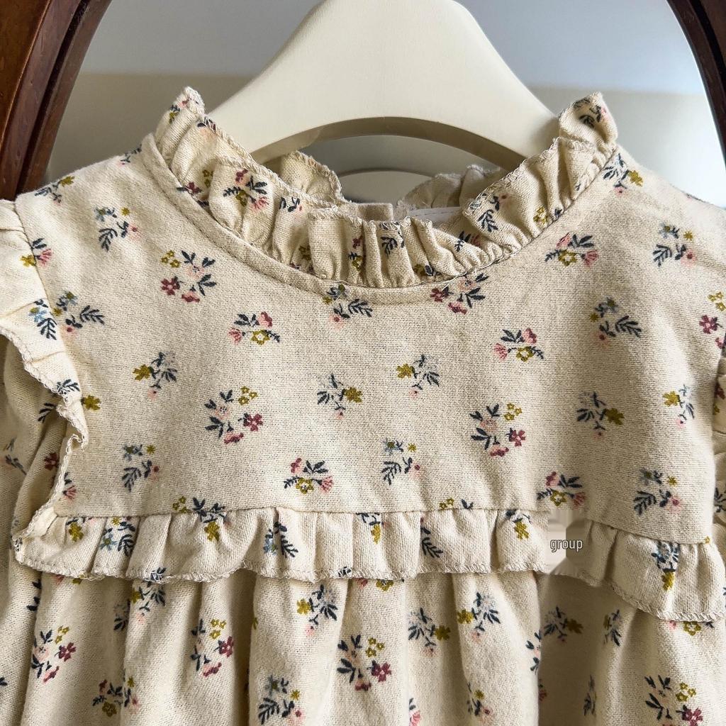 Little Girls' Floral Korean Style Shirt Dress for Autumn and Spring - Fashionable and Stylish AQA136