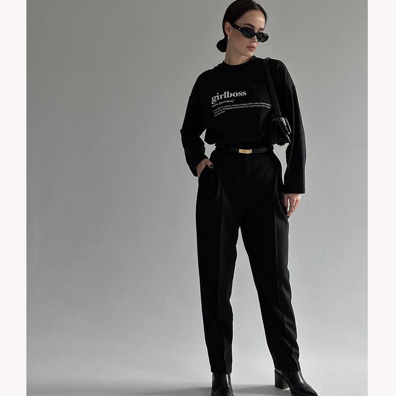 Hirsionsan Sanfte Brief Gedruckt Oansatz Langarm T Shirts Frauen Vintage Grundlegende Alle-spiel Pullover Tees Weibliche Freizeit Kleidung
