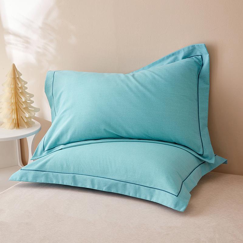 

2Pcs Thick Solid Color Cotton Brushed Pillow Cover Simple Pillowcase Ultra Soft Sleep Pillowcases Household Pillow Case 48X74cm світло-синій колір