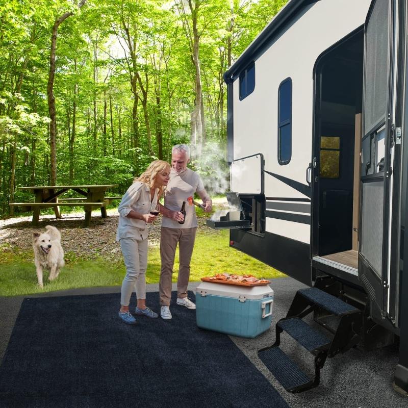 Universal Wohnwagenanhänger Stufe Schutzhülle Wasserdichtes Gewebe für Freizeitfahrzeug Bodenschutz