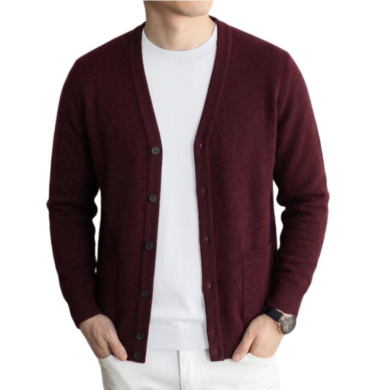 Herren V-Ausschnitt Plüsch Strick Cardigan