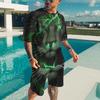 Summer Men's Suit 3D Printing Cool Street Oversized T-Shirt Brave Liger Sportswear Domineering Fitness Sports Pants 2-Piece Set