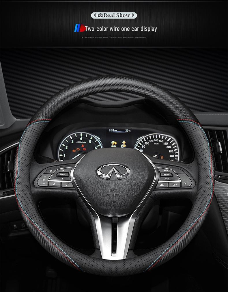 Genuine Leather Steering Wheel Cover for Infiniti Q50L, QX50, G25, QX30, Q60, QX70, FX35, Q70L