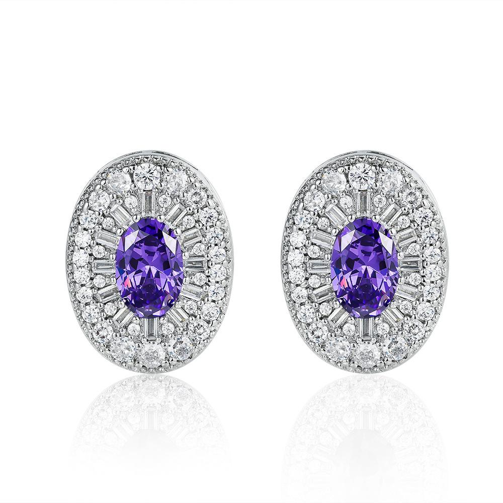 New European and American style luxury colored treasure stud earrings, high-end exaggerated party atmosphere earrings set