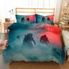 Juego de Ropa de Cama con Estampado de Dibujos Animados de la Película Godzilla Vs King Kong Impresión 2D Funda Nórdica Cama Individual Doble Queen King Ropa de Cama Ropa de Cama