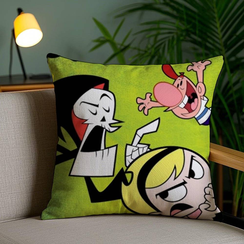 B-Billy & Mandy'sAdventure Pillow Case Home Dorm Chair Back Short Plush Double-sided Printing Office Nap Time Cushion Cover