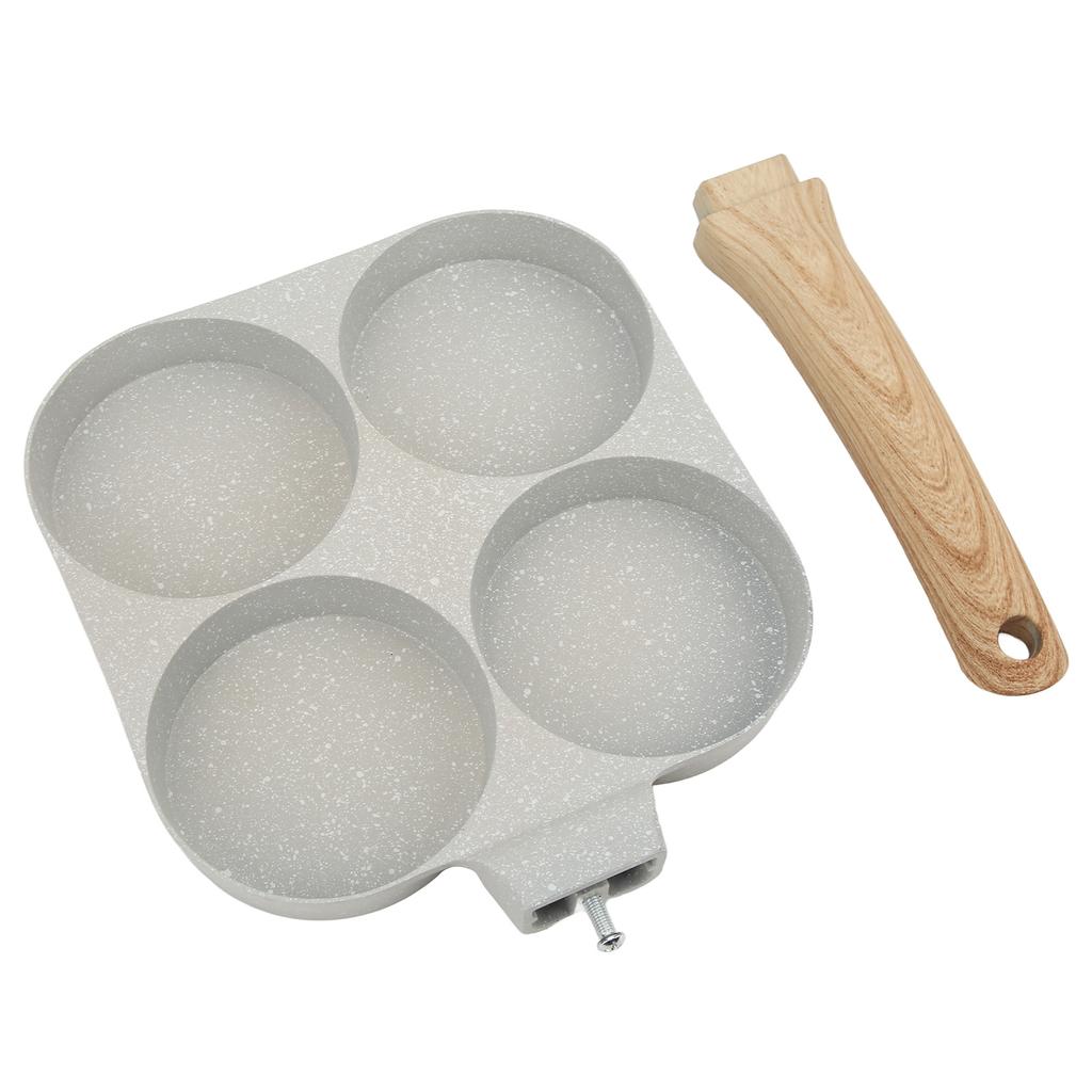 4 Hole Nonstick Egg Hamburger Frying Pan Mini 4 Cup Omelette Pan with Handle for Universal Flat Bottom Induction Cooker