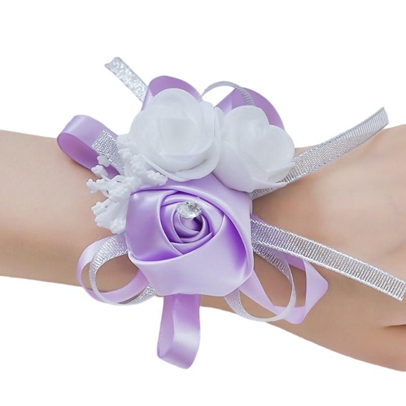 Romantik Seidenblume Braut Handgelenkblume Corsage für Hochzeitsfotografie Verlobungsparty Zubehör Handgelenkdekoration