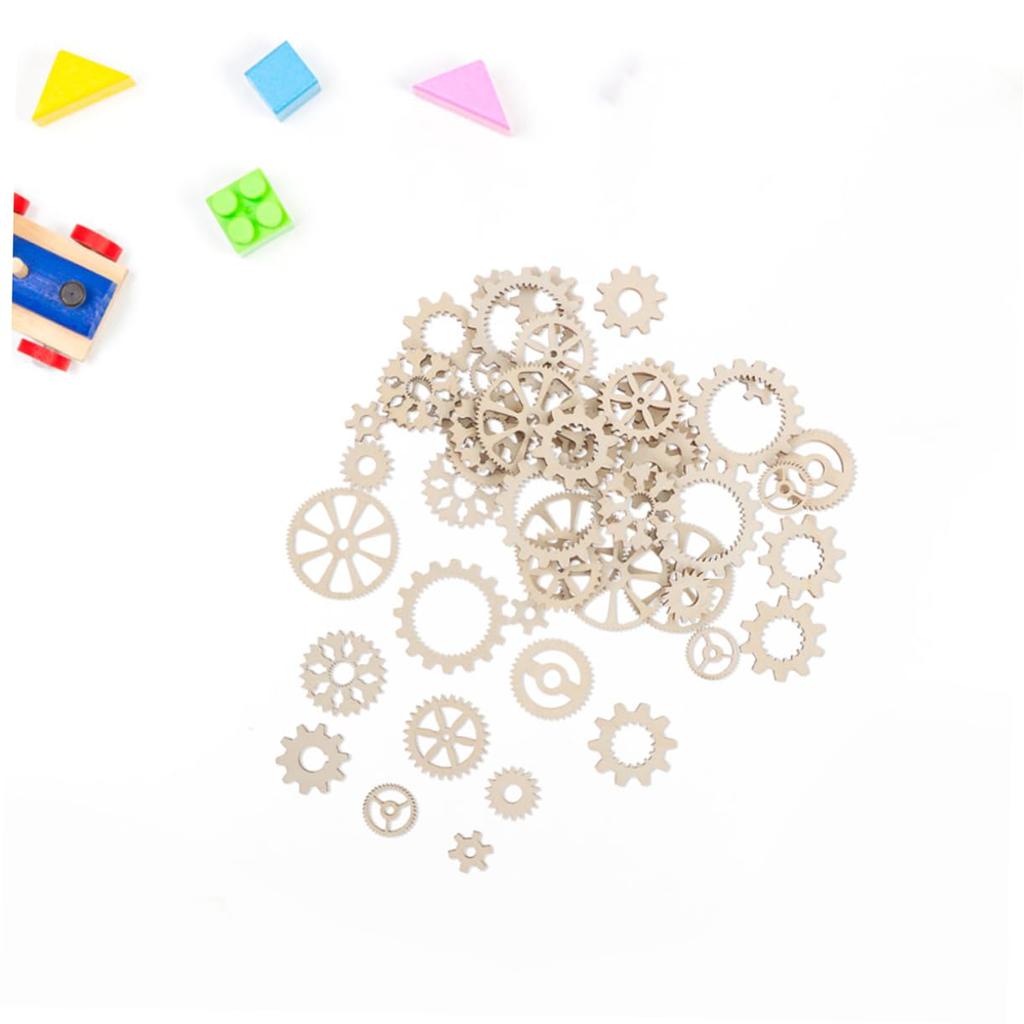 SEWACC Wooden Gear Puzzle, 100 Pieces Set, Small Wood Gears for DIY Crafts, Ideal for Home Learning and Creativity