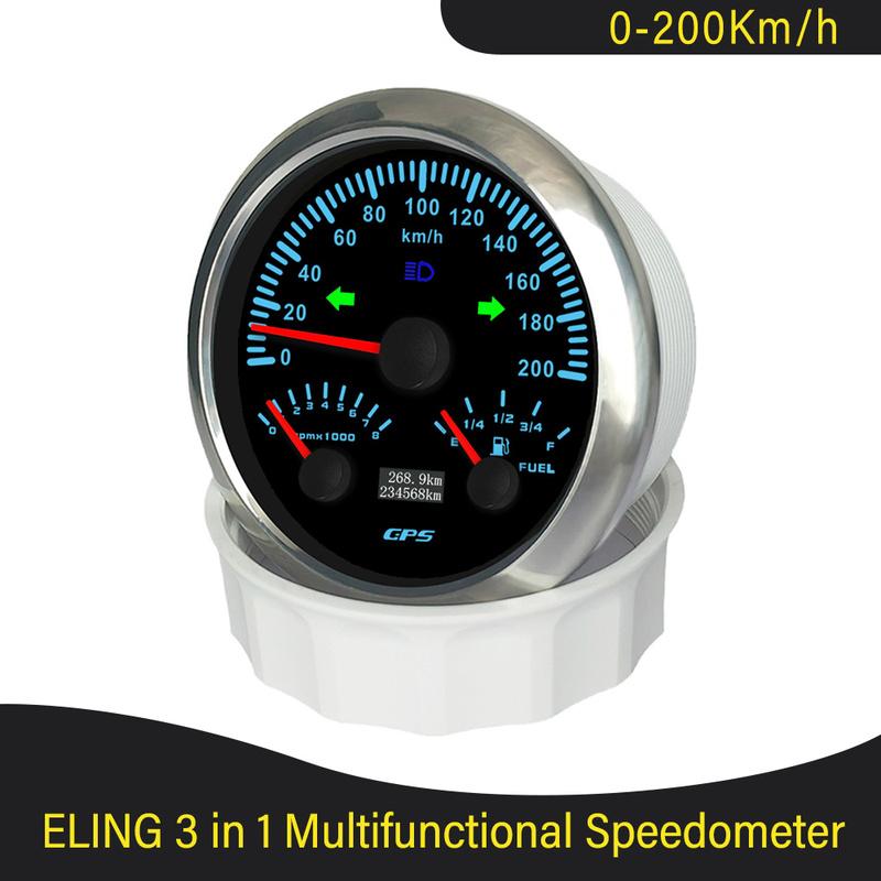 Universal 85mm 3 in 1 Multifunctional 0-120 0-200 KM MPH GPS Speedometer with 8000RPM Tachometer Fuel Level 7 Colors Backlight