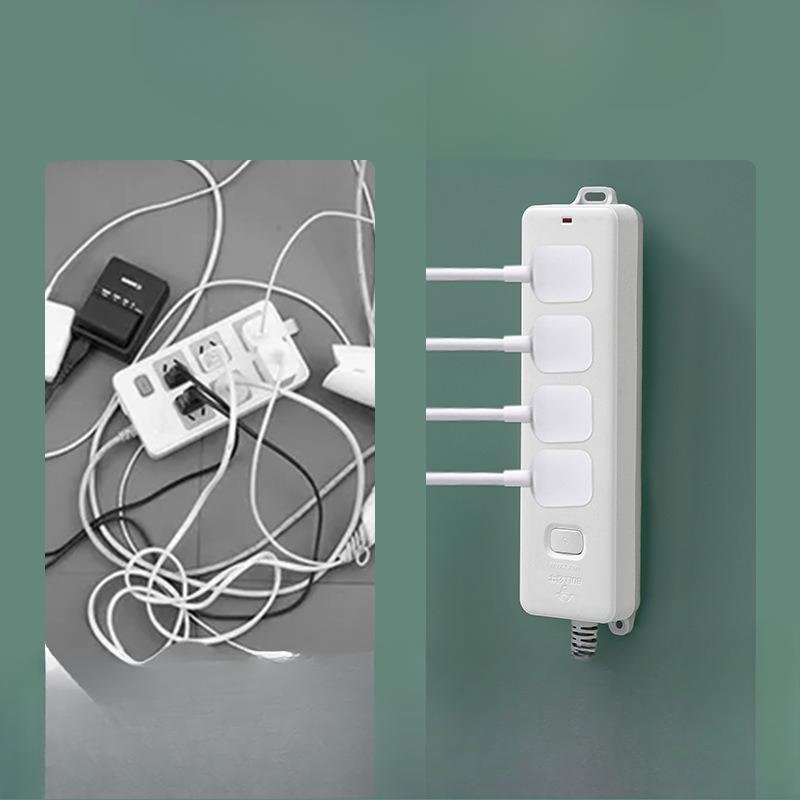 Power Strip Fixator, Seamless Wall-mounted Power Strip Storage Rack, Non-drilling Wire Power Strip Hook Bracket
