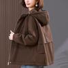 Women's Plus Size Pure Cotton Fleece-Lined Parka Jacket - Short, Thickened, Casual Style for Autumn/Winter 2024