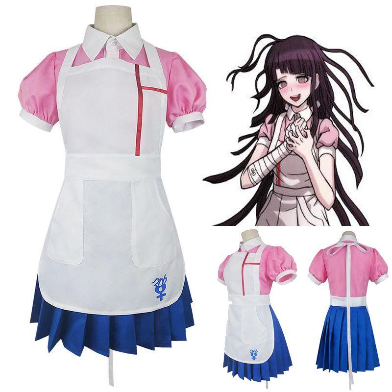 Dangan Ronpa 2 Mikan Tsumiki Pink White Uniform Suit Costume