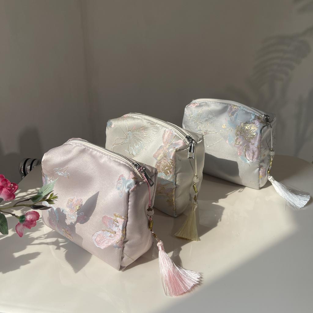 Floral Cosmetic Bag Women Travel Makeup Organizer Zipper Clutch Storage Bag Beauty Case