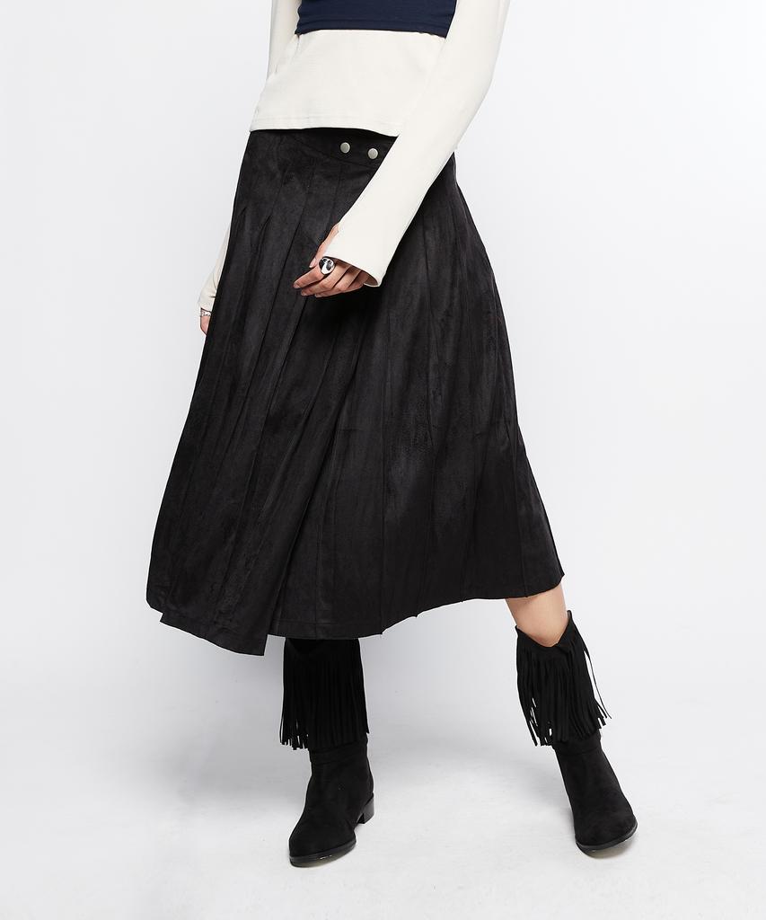 Latizen L7 Pleated Wrap Skirt(Black)