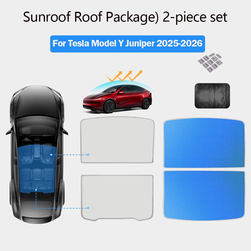 Sunshades For Tesla Model 3 Sunroof Highland 2026 Model Y 2020-26 Ice Cloth Buckle Sun Pare Glass Front Rear Skylight Accessory