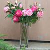 Handcrafted Rose Bouquet: Silk, Diamond Accents, Red & Pink for Living Room Decor
