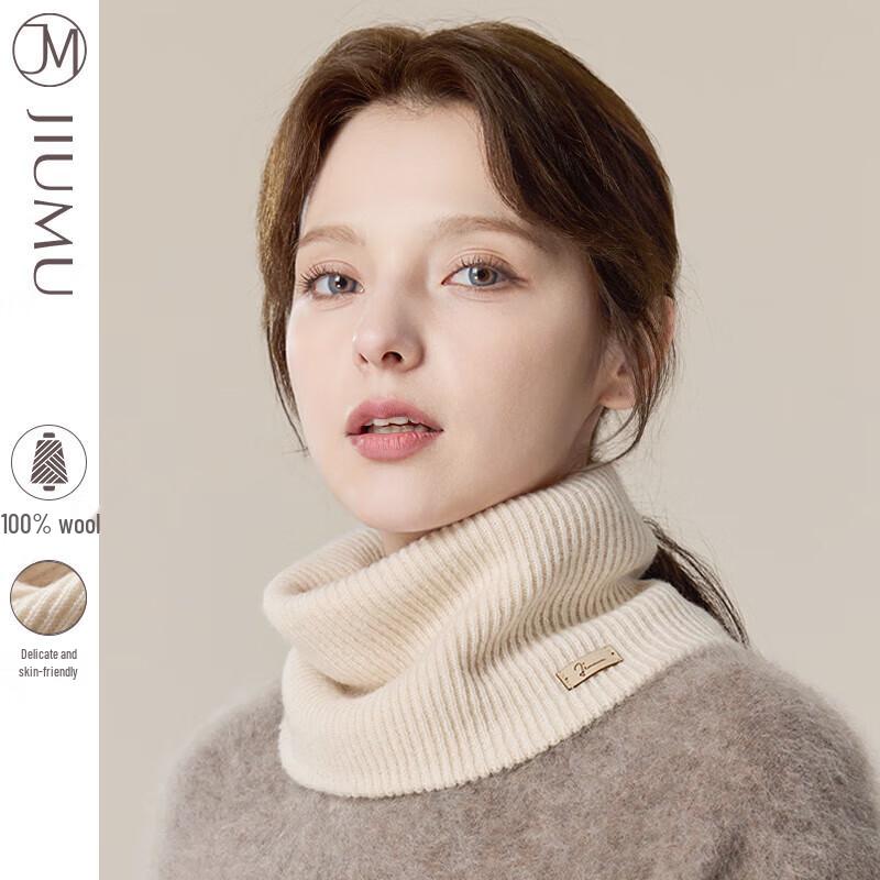 JIUMU Women's Pure Wool Neck Warmer Scarf