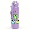 1PC Frog Group Music Party Cartoon Print 750ml Color Plastic Sports Water Bottle Leakproof Flip Straw Lid Suitable for Sports Office Home Use