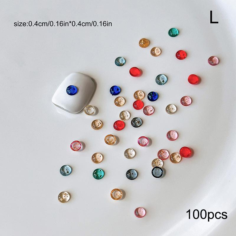 100Pcs Sparkle Flat Back Round Diamonds Mixed Color Resin Nail Art Decorations Manicure Ornaments