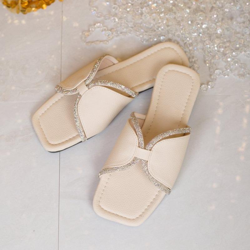 Fashion Women's Slippers  Summer New Open Toe Women Shoes  Rhinestones Fashion Breathable Mesh  Women