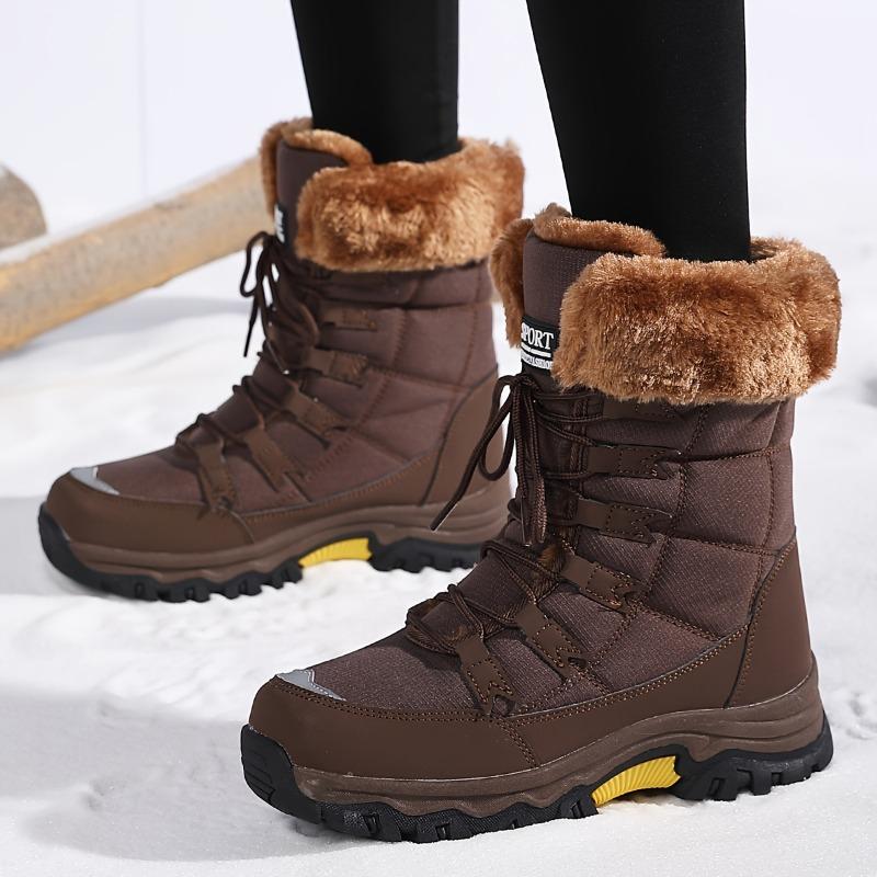 Women's Mid-Calf Boots Northern Winter Boots with Fleece Lining and Thick Sole for Warmth