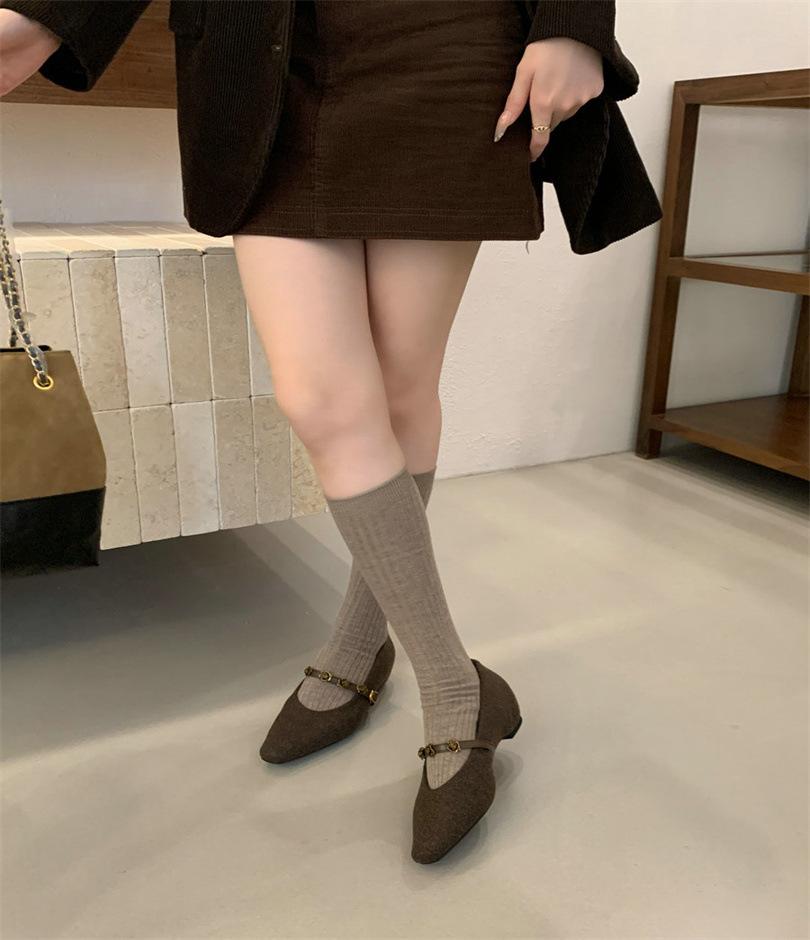 2025 autumn single shoes women's head Korean version of niche fashion shoes square root shallow mouth Mary Jane single shoes