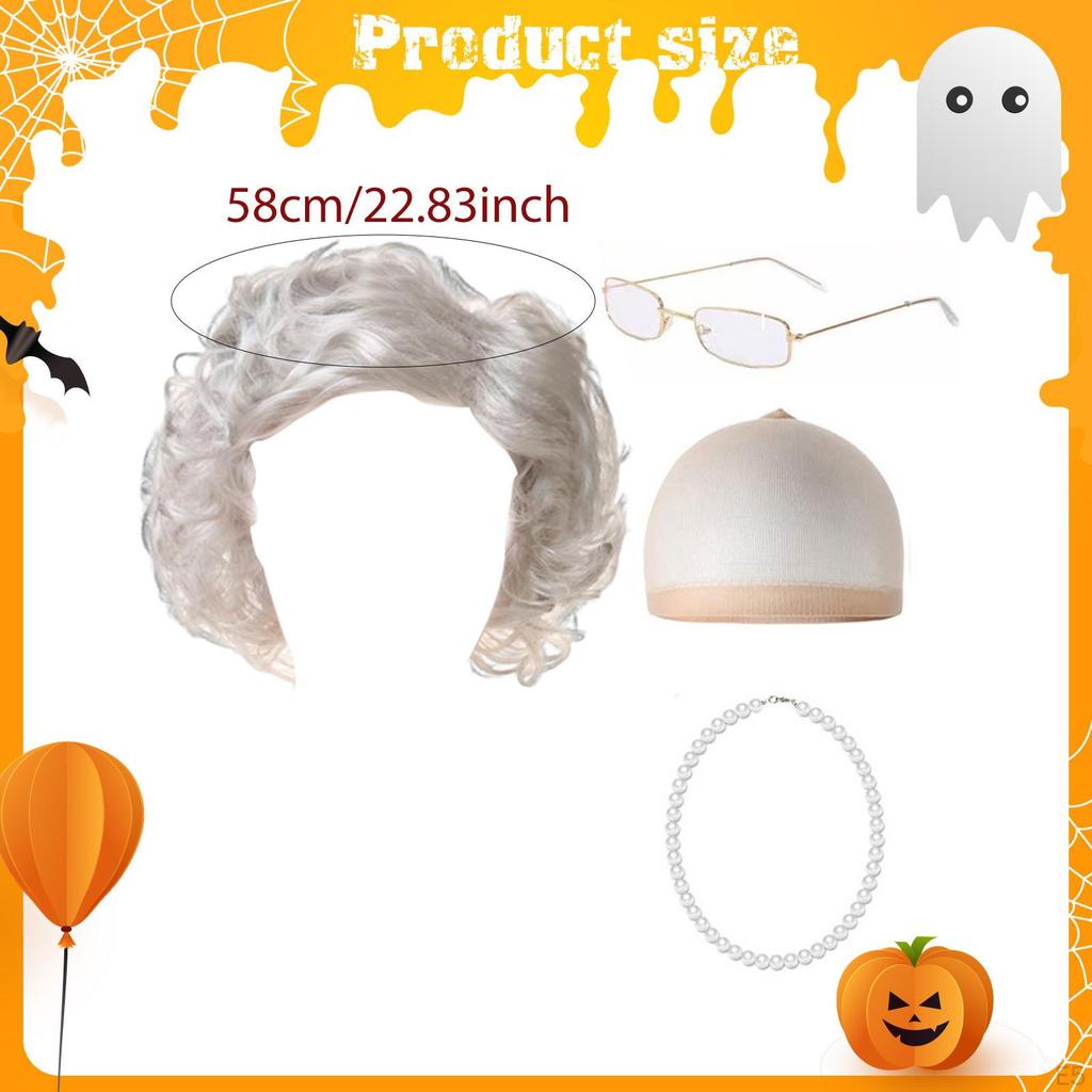 Grandma Halloween with Glasses, Fun And Comfortable Decoration, Old Grandmother Costume, for Shows,