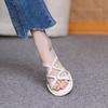 New Style of Beach Toe-exposed Cross-perforated Backheel with Thick-soled High-heeled Sandals for Women