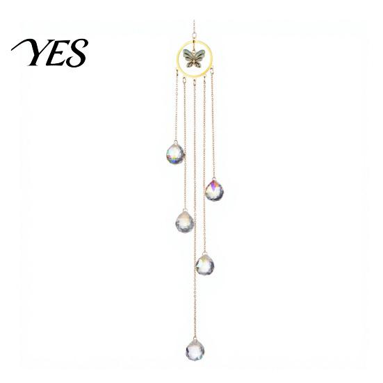 Colorful Light Projector Wind Chime Sun Catcher, 7-Color AB Crystal Balls & Beads, Crystals Ball Prisms Suncatcher, Garden Hanging Ornament
